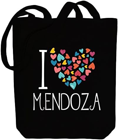 Idakoos I love Mendoza colorful hearts - Last Names - Canvas Tote Bag