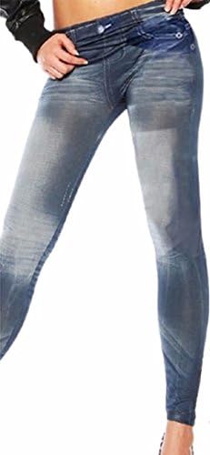 Comic Super Hero New Womens Classic Stretchy Slim Leggings Sexy Imitation Jean Skinny Jeggings (Blue)