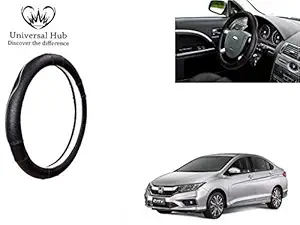 Amazon Brand- Universal Hub Car Steering Wheel Cover (Ultimate Chrome Black) for Honda City 2020