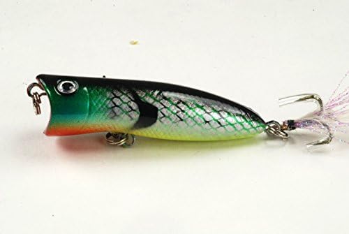 Akuna BP 147 Holographic Trout Top Water Lure Popper, Two of One Color, Bluegill