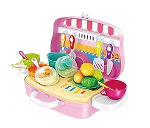 Bhayani Enterprise Fashion Barbie Kitchen Set for Kids Girls Toys with Lights and Music (3-Fold) | Kids Toys for Girls (Happy Chef}