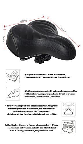 Fahrradsattel Cityradsättel Elektroautos Ultra-weiches Kissen Dickere Mountainbike Sitz Fahrrad Matte Fahrradsitz Schwarz - 3