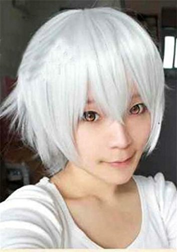Short Cosplay Wig Men's Full Wig(White)