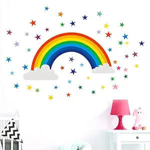 GADGETS WRAP Cartoon Rainbow Star Wall Sticker for Kids Baby Rooms Decoration Mural Art Decals Home Decor PVC Wall Stickers Wallpaper 30x60CM