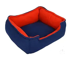 Fluffy's Luxurious Polyester Filled Soft Small Breed Dog/Cat Bed, Red/Blue (Small)