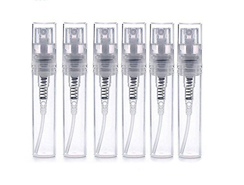 2ml/3ml/4ml/5ml Portable Refillable Glass Makeup Clear Empty Sprayer Bottles Cosmetic Atomizers Spray Bottle Container Pack of 6 (5ML)
