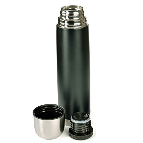 Isolierflasche 1 L , Dichter Drehverschluss farbig inkl. Allzweckmesser, Farbauswahl:C1 schwarz - 3