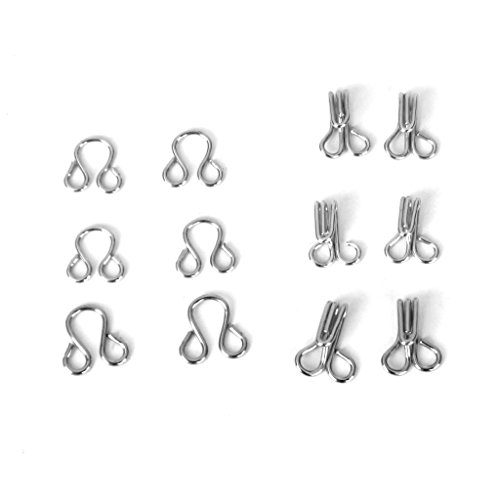 Gazechimp Set 36Pcs BH Haken + Ösen Nähen Verschluss Augen 8mm +10mm Silber - 3