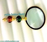 Lupa vintage única. Robin Exports - Lupa de Cristal con Incrustaciones de nácar Estilo Vintage Antiguo con 10 lupas Decorativas de latón