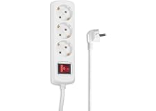 Hama Steckdosenleiste 3-fach (Mehrfachsteckdose mit Save Energy-Schalter zum Stromsparen, Steckplätze 45 Grad gedreht, Kabel 