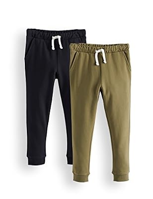 RED WAGON Pantalon de Sport en Coton Garçon, Lot de 2, Multicolore (Khaki & Black), 104 (Taille Fabricant: 4)