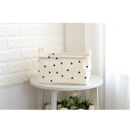 Fieans Lagerung Organizer Körbe Original Leinen und Stoff Aufbewahrungskorb Boxen Sets von 2-Weiß - 5