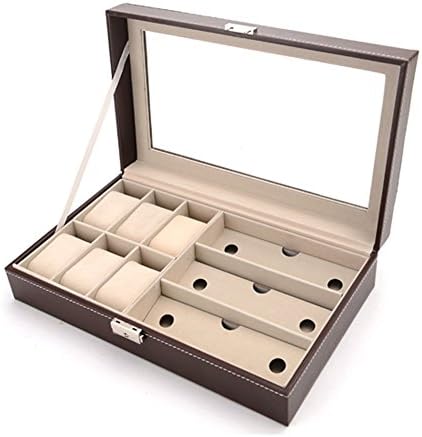DoubleBlack Watch Storage Box for 6 Watches and 3 Glasses Brown