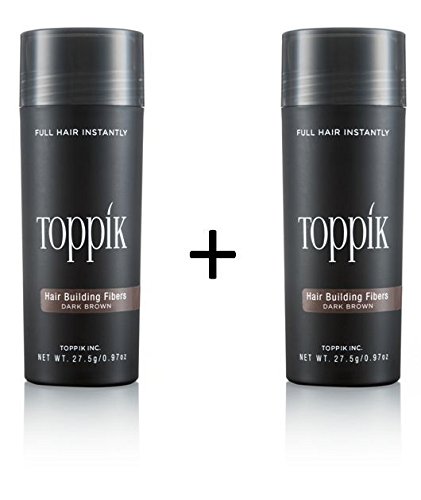 2 x TOPPIK 27,5 g. - Haarverdichter Streuhaar Schütthaar Hair Fibers Microhairs - Sparangebot!, Farbton:Dunkelbraun (Dark Brown)