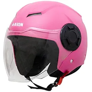 Steelbird Baron Open Face Helmet, ISI Certified Helmet (Dashing Pink with Clear Visor, Large 600 MM)
