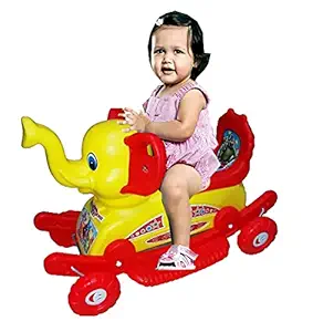 Besties 2 in 1 Baby Elephant Rider for Kids.1-3 Years Kids Boys and Girl. Rideons & Wagons Non Battery Operated Ride On (Multi Color) Ride ons