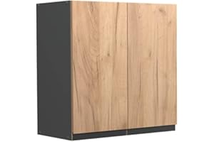 Vicco elément Haut de Cuisine R-Line, Chêne de Force doré/Anthracite, 60 cm J-Shape