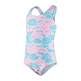  Speedo Cosmic Cloud Essential All Over Bañador 1 Pieza, niñas, Azul (Bali Blue/White/Pink Splash), 3 años