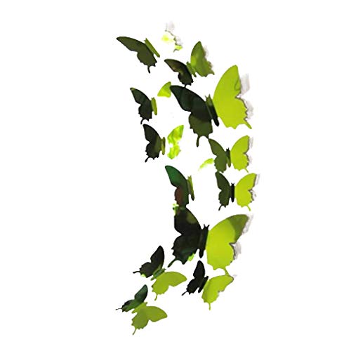 Preisvergleich Produktbild 12pc 3D Schmetterling Spiegel Wandaufkleber Dekoration Abnehmbare Wanddeko Wandaufkleber Haus Dekor (Grün)