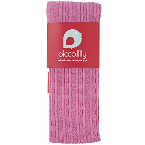 Piccalilly Organic Cotton Pink Girls Cable Knit Tights