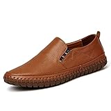 Verschluss: Slip-On HhGold Männer aus echtem Leder Schuhe Slip On Black Loafers Mokassins Schuhe italienische Designer Schuhe (Farbe : Braun, Größe : 8UK=42EU)