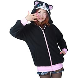 DarkCom Adulto De Dibujos Animados De Chaquetas De Cosplay Ropa Sudaderas Con Capucha De Las Mujeres Tops Gato Negro Pequeño