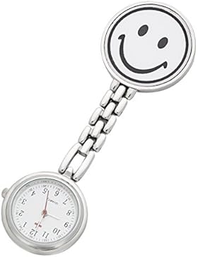 ShoppeWatch Damen Krankenschwester Fob Uhr Revers Clip-on Smiley WEISSE NW-243