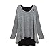 Produktbild DOLDOA Damen Strickjacke,Frauen Asymmetrie Hem lange Hülse loose Blusen T-Shirt (EU:44 Fehlschlag: 102cm / 40.1 ", Grau)