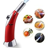 ❤Llama Ajustable - La llama de la antorcha culinaria de butano puede ajustar la temperatura desde 860 °F a 2372 °F (450 °C ~ 1300 °C) para satisfacer diversas necesidades, como barbacoa, crema brulee, horneado, soldadura de joyas de bricolaje, cigarros de ignición y ect. Con el gas lleno, la llama puede seguir ardiendo durante 60 minutos.