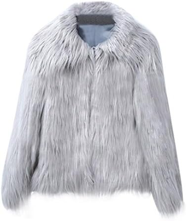 Yukong Women's Long Fluffy Faux Fur Fox Cardigan Coat Ladies Jacket Outerwear (XXXL, Gray)
