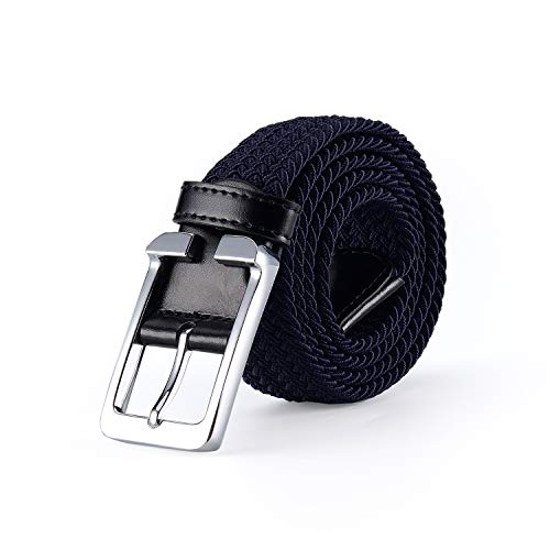 Preisvergleich Produktbild Le Lekuni Gürtel Damen Herren Universal Stoffgürtel Geflochtene Stretchgürtel Canvas Einstellbarer Komfortabel ElastischerBlau,105