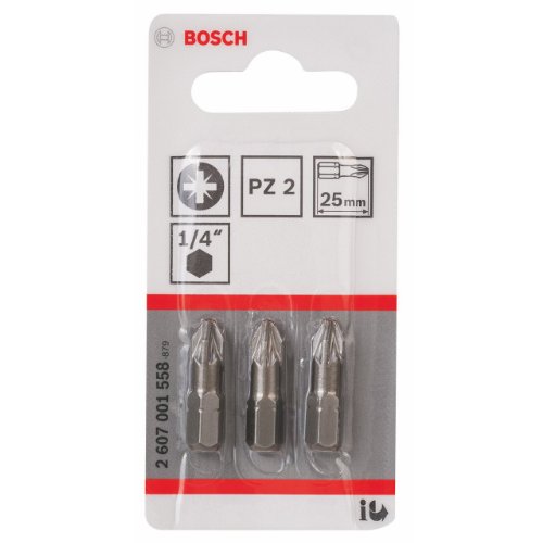 Bosch Pro Bit Extra-Hart für Pozidriv-Kreuzschlitzschrauben (PZ2, Länge: 25 mm, 3 Stück) - 2