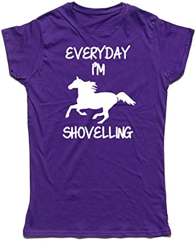 EVERYDAY I'M SHOVELLING Funny Cotton Ladies Horse Riding / Hacking T-Shirt S-XL (Large (Size 10/12), Purple)