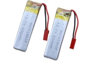 YUNIQUE GREEN-CLEAN-POWER - Akumulator Lipo 3.7V 600mAh do Dronów RC | Kompatybilny z UDI U817, WLtoys V959, Syma X5C, JJRC | 2 Sztuki | 65X17X8 mm - 17,5 gr, Srebrny