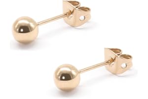 ARTSKIN Pendientes de bola de titanio G23 para mujeres hombres niñas 3 mm - 6 mm aretes hipoalergénicos oro rosa/oro/plata/negro para orejas sensibles