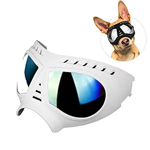 Lifeunion Dog Goggles Adjustable Anti-Dust/Haze/Wind/Snow UV Protection Goggles Sunglasses for Medium Large Dogs (Nose Bridge: 6 cm/2.36 in, White)