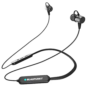 Blaupunkt Germany's BE40 Bluetooth Sports Neckband with 15Hrs Playtime, Mic/HD Sound & magentic Lock in-Earphones for Running/Workout with Sports Hook, Black