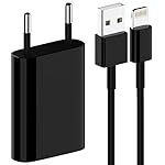 esorio&reg; 2in1 Set Lightning Ladekabel und Netzstecker USB Ladegerät für Apple iPhone 7 6 6S SE iPod in schwarz