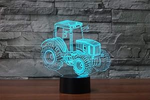 unknow Tractor 3D Illusion Lights Lamp, Tractor LED Night Light Table Desk Decor, 7 Colors Touch Control USB Powered Magical 3D Visual Lamp for Home Decoration Xmas Birthday Gifts
