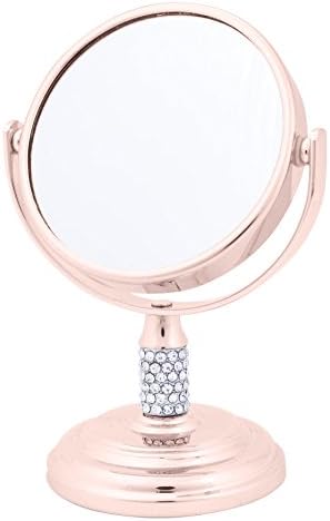 Danielle Enterprises 4X Magnification Dual Sided Crystal Studded Vanity Mirror, Mini, Rose Gold