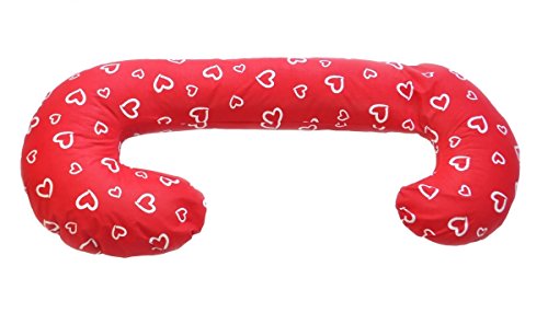 Maternity/pregnancy/nursing support body pillow, cushion (pattern: white hearts)