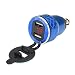 Produktbild JenNiFer 12V-24V 4.2A Voltmeter Rotes Motorrad Dual-USB-Ladegerät Din-Buchse Für BMW Motorrad - Blau