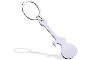 Sportigo ® Llavero de guitarra con abrebotellas en color plateado/abrebotellas colgante/música músico regalo regalo regalo para padre/keychain