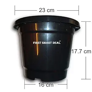 First Smart Deal 8 Inch Plastic Nursery Planter Pot Pack of 6 - Black