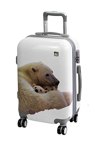 A2s Equipaje Cabina Maleta Ligera y Duradera con Dibujos Impresos, Maleta de cáscara Dura con 8 Ruedas giratorias Llevar Bolso (Aviones) 55x35x22cm (Oso Polar)