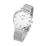 READ Damenuhr, Quarzuhr, Top-Marke, ultradünne Armbanduhren (Metallic-White)