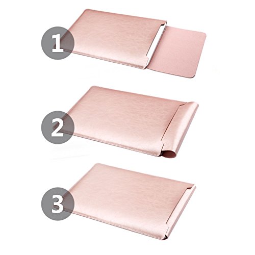 GENORTH® Wasserdicht Mikrofaser PU Leder Laptop Hülle für MacBook Pro 13 Zoll mit innen- und Außenbereich Mauspad(New MacBook Pro 13“ in 2016, Rose Gold) - 5
