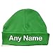 Personalised Newborn Baby Beanie Hat s (GREEN) - Soft 100% Cotton headwear New Baby Grow Boy Clothing Girl Cute Mum Dad Mummy Daddy Custom Parent Birth Gift bib Present by Fonfella