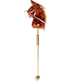 Hellery Stick Horse Hobby Horse Neighing And Sounds Fun With Realistic Sound Effects Wooden Pole For Children 3 Years Kids Coffee With Roller