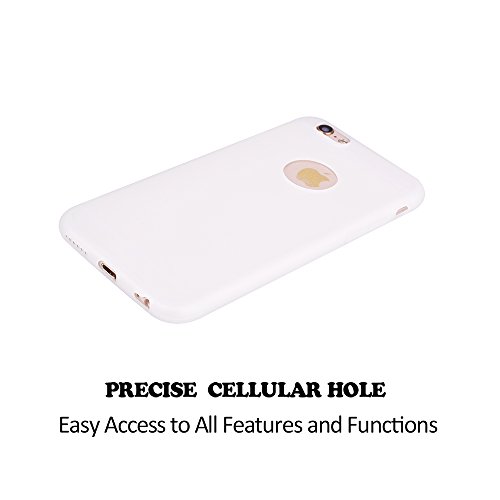 Funda iPhone 6 6s   E-Lush Suave Silicona TPU Carcasa iPhone 6s Bumper Ultra Delgado Flexible Gel Parachoques Goma Mate Opaco Case Cover Amortigua Golpes Protectiva Caso para iPhone 6 6s  4 7 Pulgadas  Smartphone Anti-Rasgu  o y Resistente Tapa - Blanco